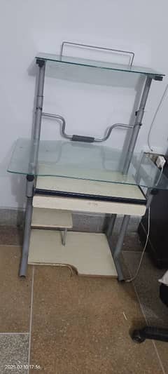 Glass Computer table adjustable height