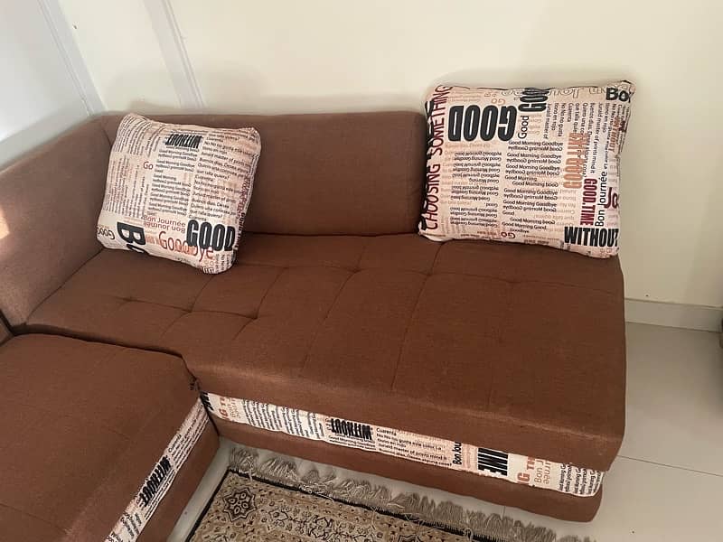 L shaped brown sofa 2