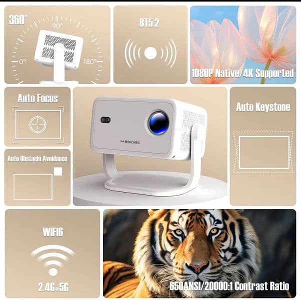 Magcubic Native 1080P 650ANSI 4K Android 11 L018 360° Projector 1