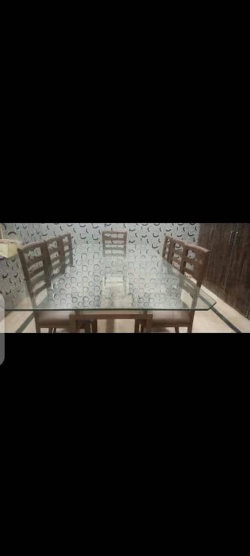 Wooden Glass Dining table with 8 chairs leather seated 10