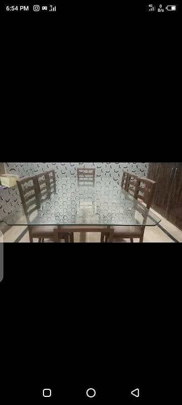 Wooden Glass Dining table with 8 chairs leather seated 11