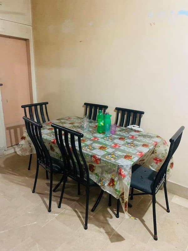 dining table 6 chair open glass condition A1 urgent sale 1