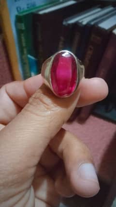 Pink Yaqoot stone Silver Ring 7.6cm size