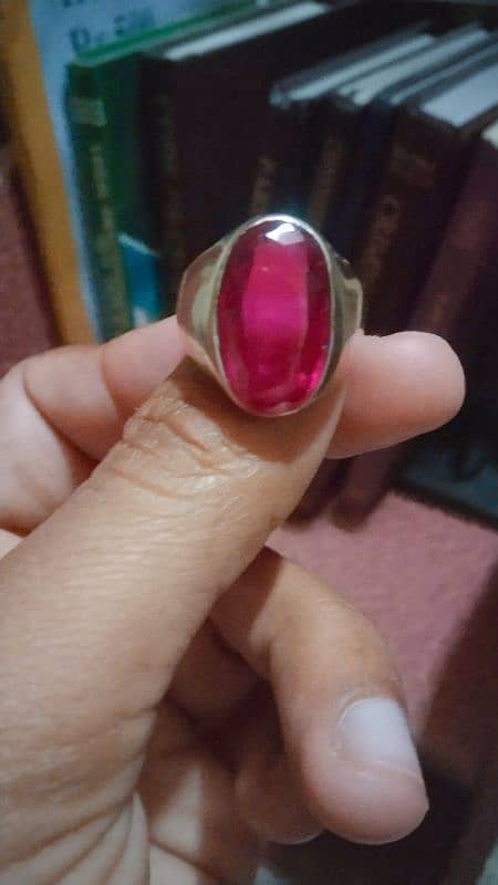 Pink Yaqoot stone Silver Ring 7.6cm size 0