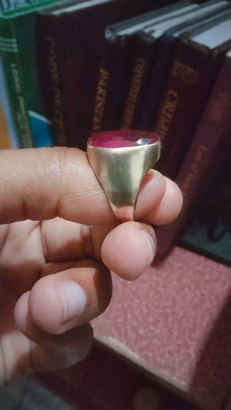 Pink Yaqoot stone Silver Ring 7.6cm size 1