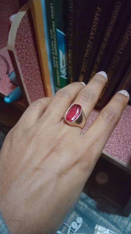 Pink Yaqoot stone Silver Ring 7.6cm size 2