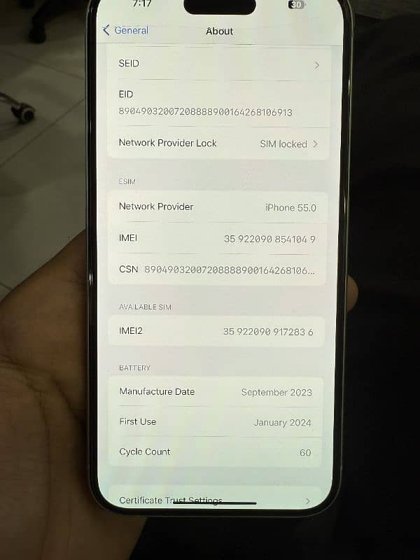 iPhone 15 plus 98 health jv locked 128GB 2