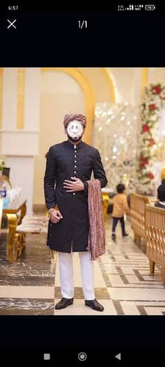 Wedding Sherwani + Turban + Shawl/Stole