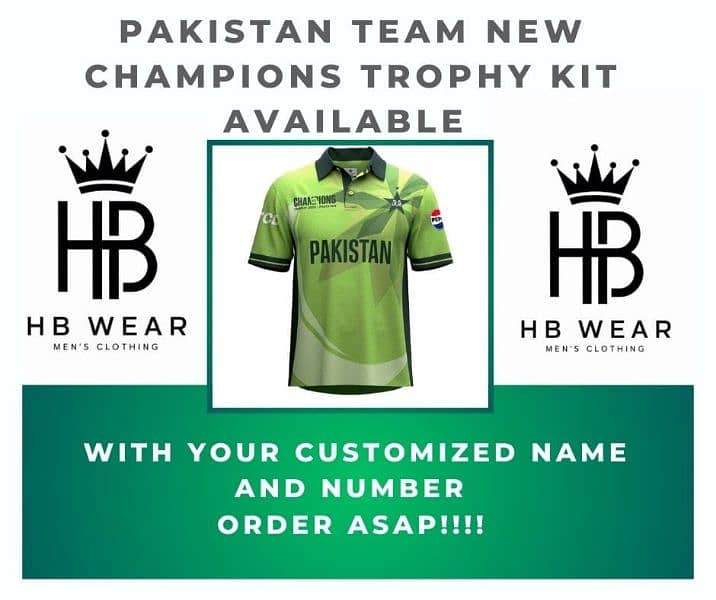 PAKISTAN TEAM CT25 SHIRT WITH YOUR NAME AND NUMBER 0