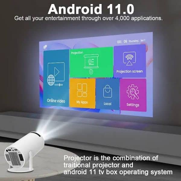 HY300 Pro Projector 4k Android 11 Supports ANSI Video Cinema 200+ inch 6