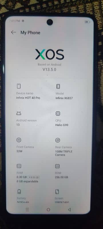 Infinix Hot 40 pro 8+8 256 5