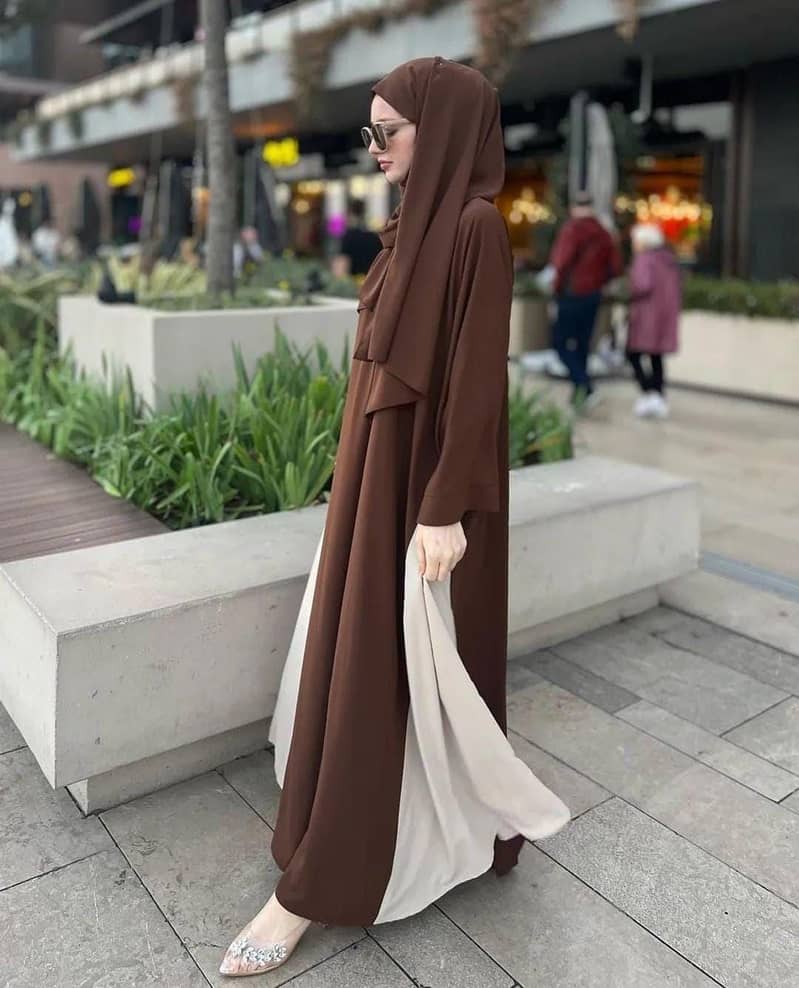 Stylish Brown Georgette Classic Abaya With Stoller 0