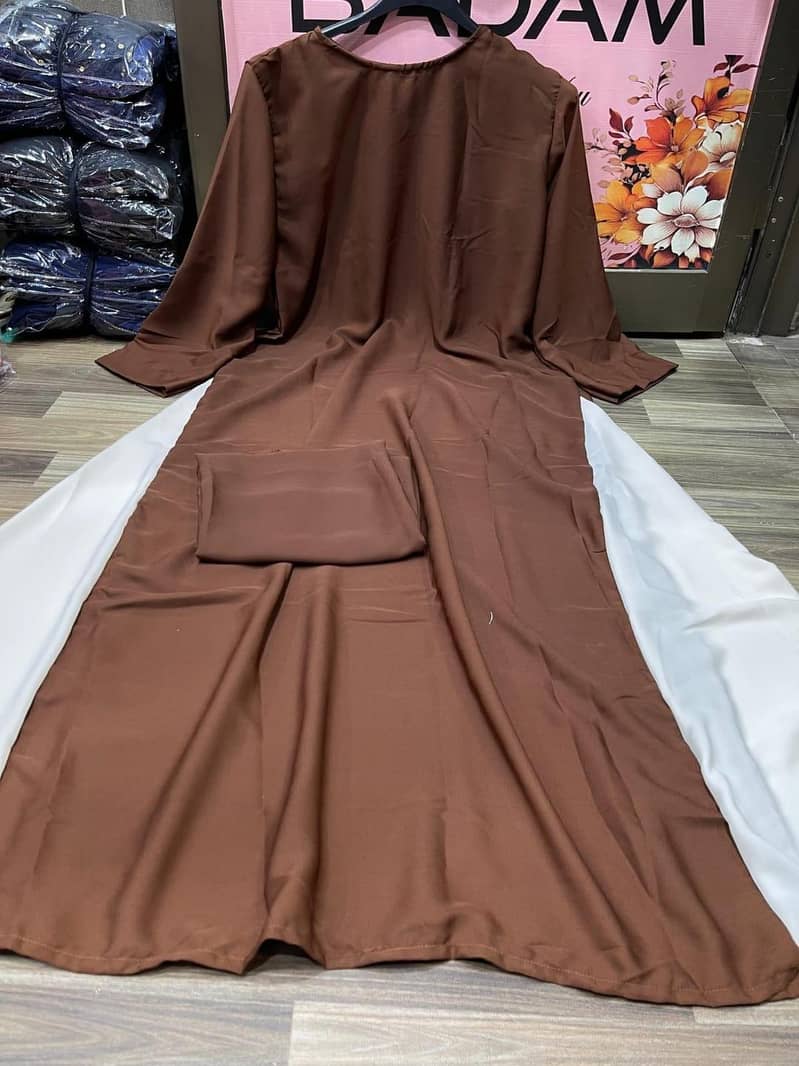 Stylish Brown Georgette Classic Abaya With Stoller 2