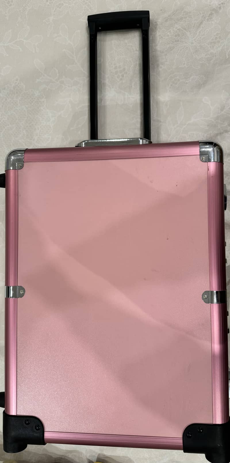 Heavy duty pink makeup beauty box with trolley 1