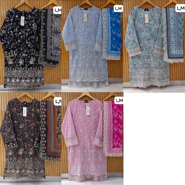 lawn,cotton, stitch unstitched 3ps 2ps suits available order for dm 4