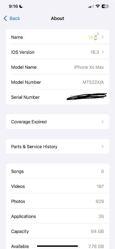 one hand use I phone xs max I phone XS Max 64 gb 03490454759 Whatsapp 7