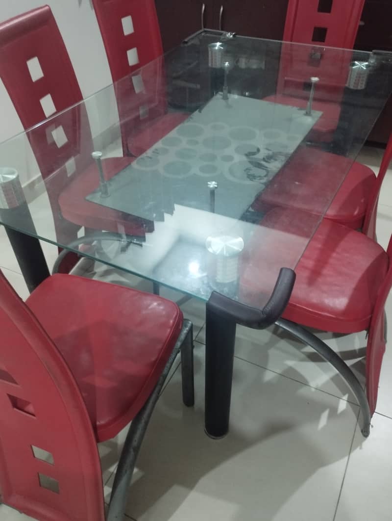 Glass dining table + 6 chairs 2