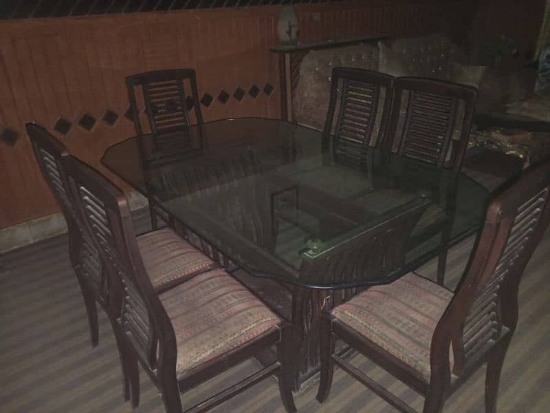 Glass Dining table + 6 wooden chairs 3