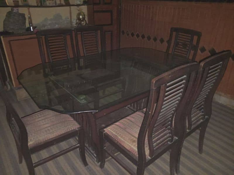 Glass Dining table + 6 wooden chairs 4