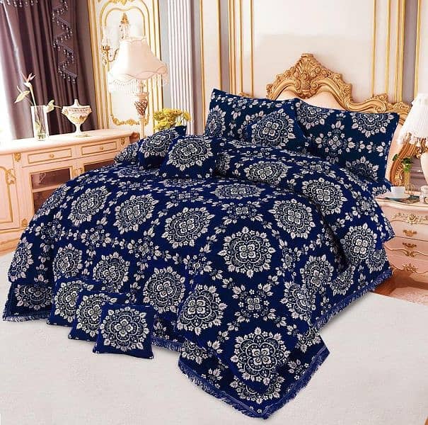 Luxurious Valvet Jacquard Double Bed Set - 10 pcs Printed Bedding 1