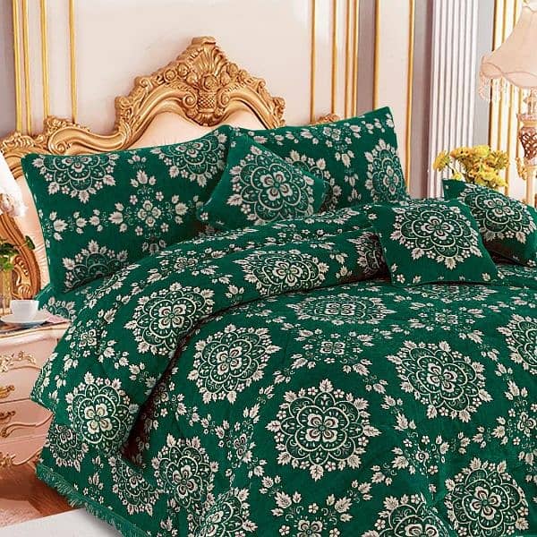 Luxurious Valvet Jacquard Double Bed Set - 10 pcs Printed Bedding 2