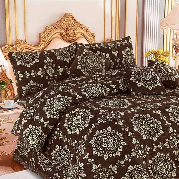 Luxurious Valvet Jacquard Double Bed Set - 10 pcs Printed Bedding 3