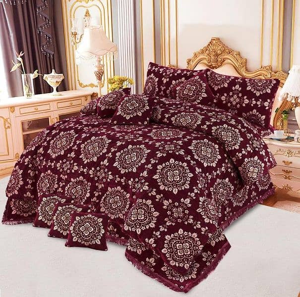 Luxurious Valvet Jacquard Double Bed Set - 10 pcs Printed Bedding 6