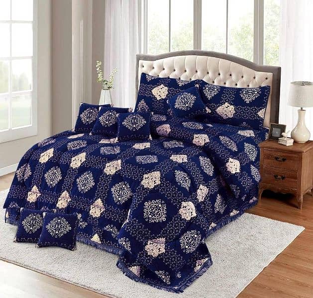 Luxurious Valvet Jacquard Double Bed Set - 10 pcs Printed Bedding 8