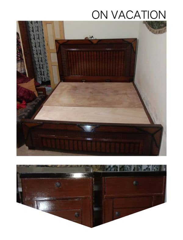 King Size Bed with 2 Side Table 0