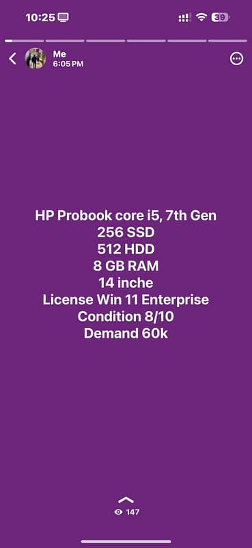 HP Probook core i5 7th 8 GB Ram, 250 SSD, 512 HDD 2