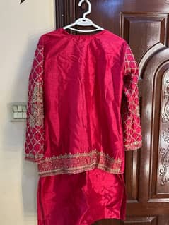 4 pc dress, Shocking Pink colour with Golden Hand Made work