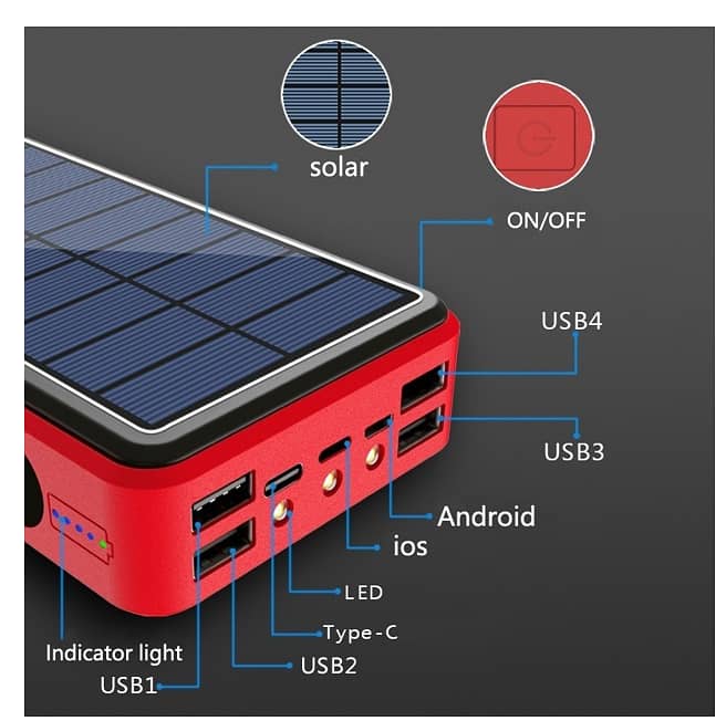 100% original 80000mah power bank solar wireless charging external fas 1