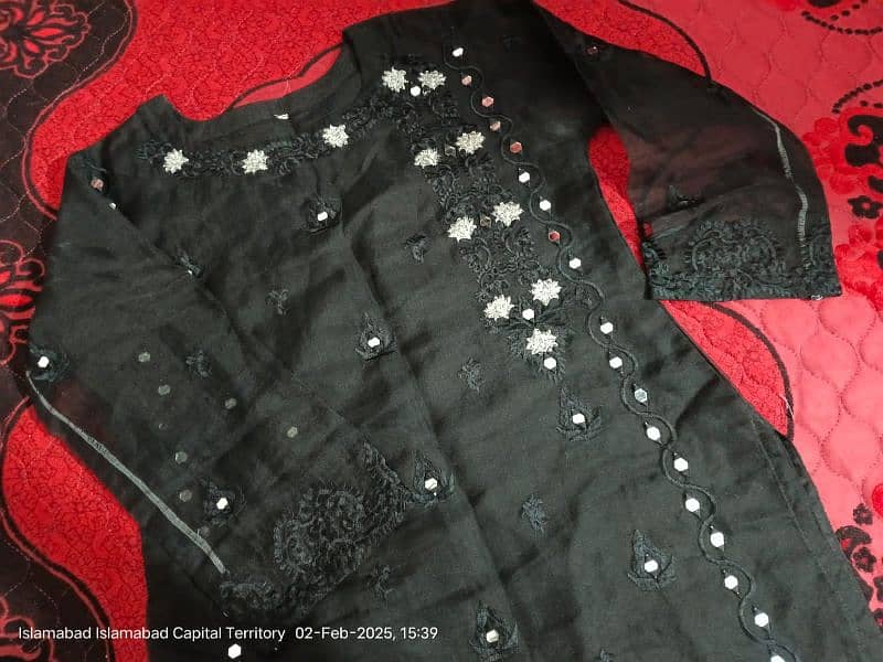 of bite mirror work lehenga and black shirt bread Luminous 6