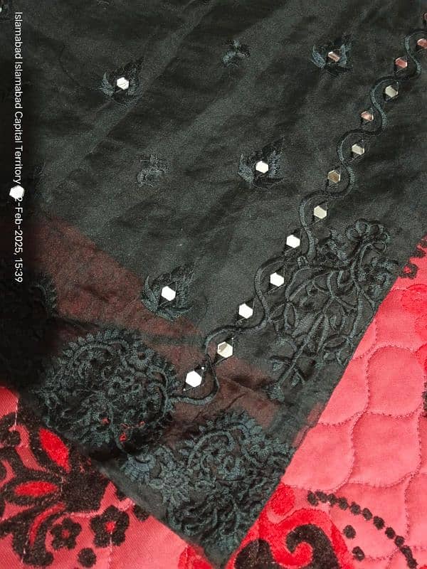 of bite mirror work lehenga and black shirt bread Luminous 7