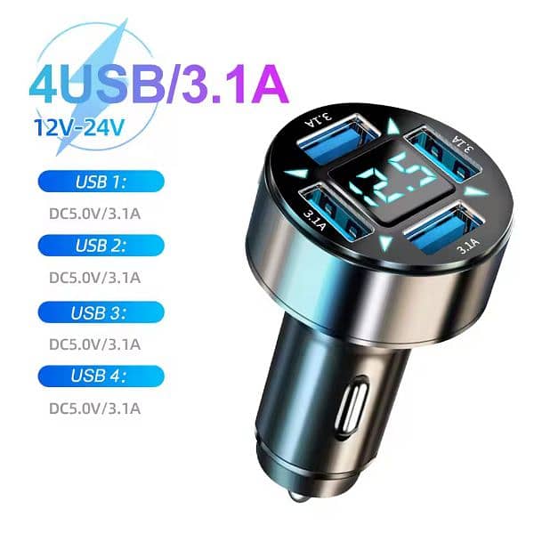 66-250W PD Car Charger QC3.0 Fast Charge Car Cigarette Lighter 9