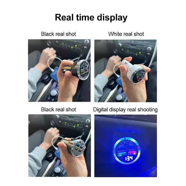 250W PD Car Charge Fast Charge Cigarette Lighter  Digital Display 5