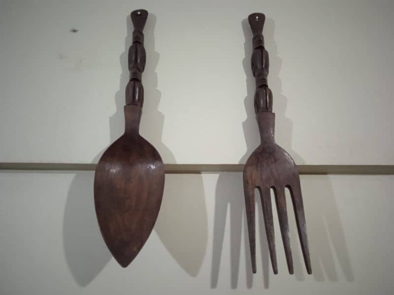 Retro wall hanging wooden spoon and fork 3