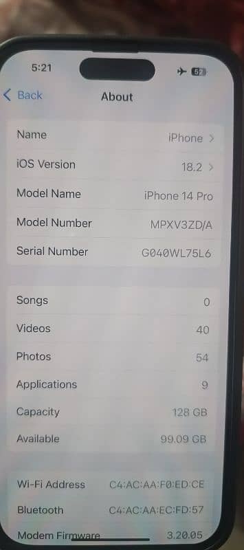 i phone 14 pro Black colour Non Pta Physical + Esim (Sim working ) 6