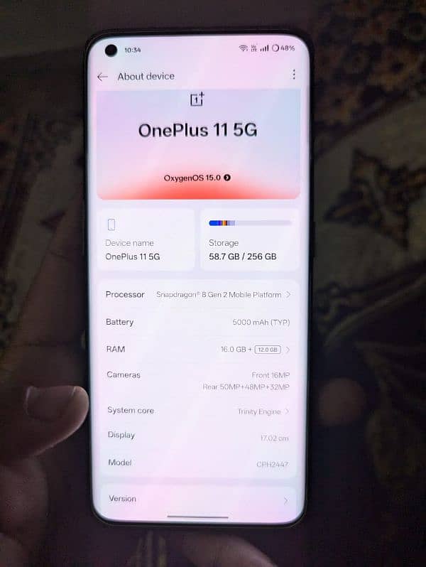 OnePlus 11 - Official PTA Approved, Dual SIM, No Scratch/ Shade 10