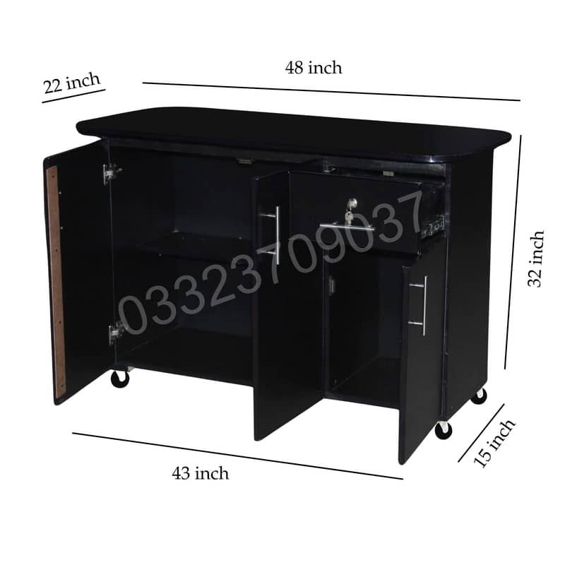 Black - Is12 Large Wooden Sheet 3 Door one Drawer Iron stand - iron b 0