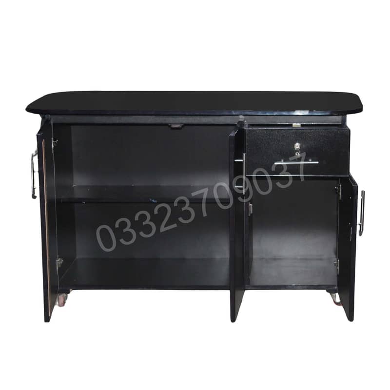 Black - Is12 Large Wooden Sheet 3 Door one Drawer Iron stand - iron b 1