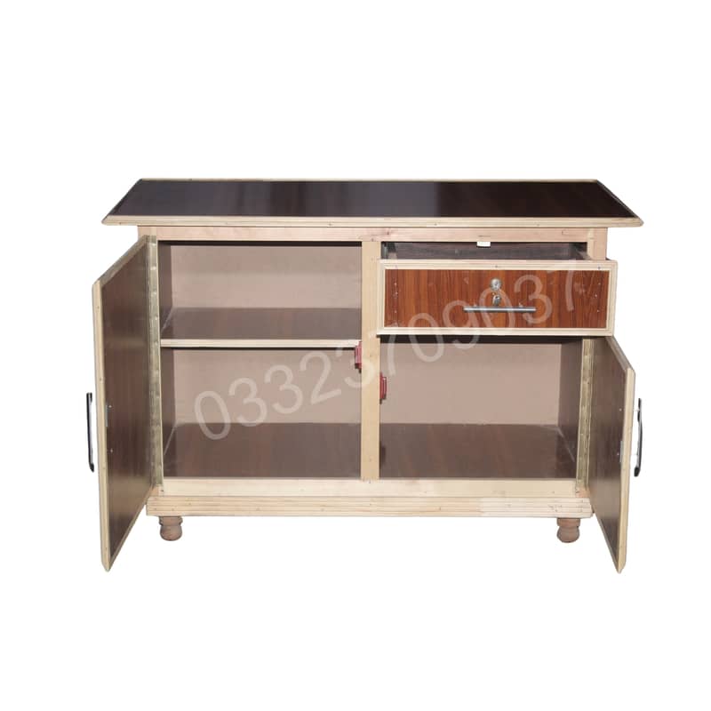 Iron Stand with Wooden Storage Cabinet & Lockable Drawer 1