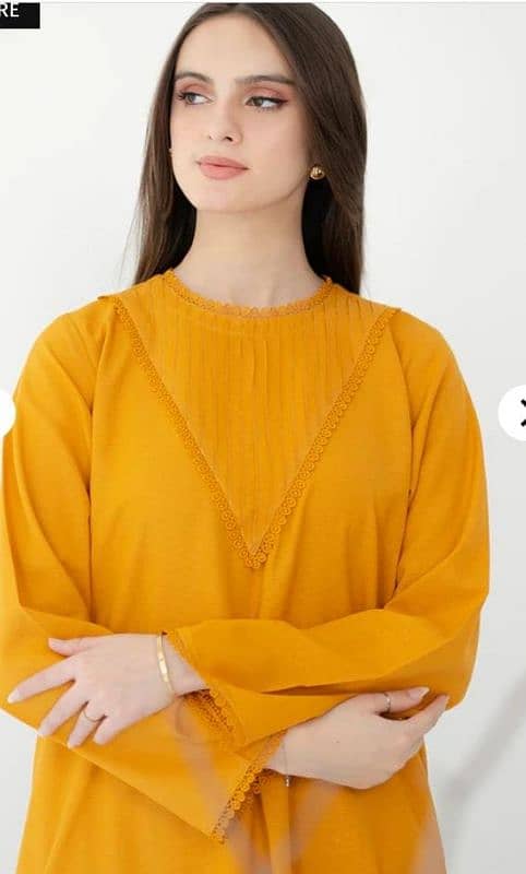 Mustard color elegant stitched kurti 1