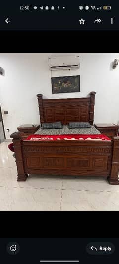 pure wooden bed and dressing table