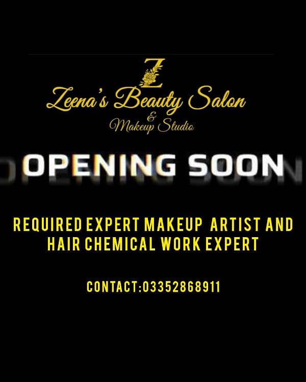 Urgent hiring expert make up artist And hair chemical work expert 0