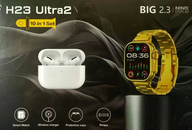 H23 Ultra 2 Smart Watch (10 in 1) + Free Airpods 4