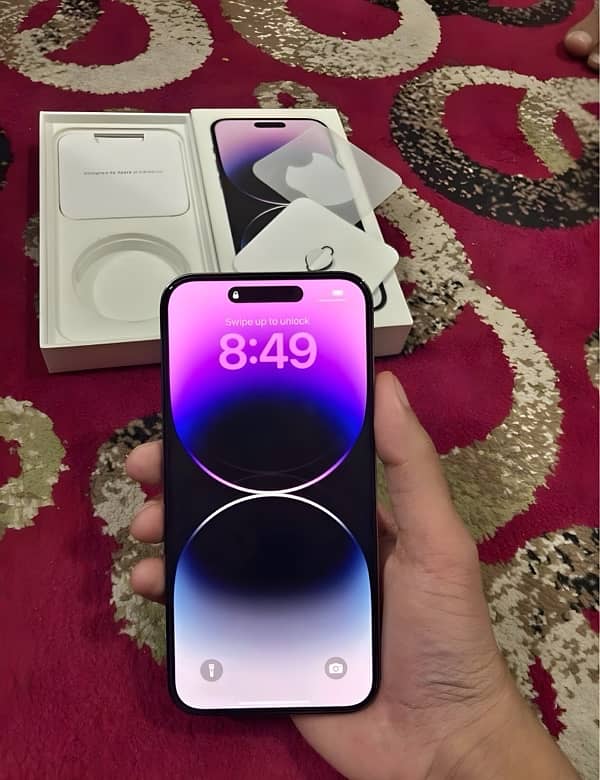 iphone 14 pro max factory unlocked with box and charger and cover 1