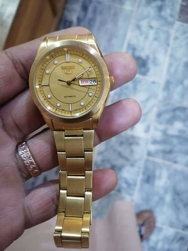 sell seiko five gold hand watch 0