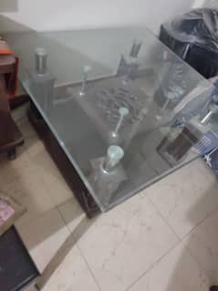 center table glass top wooden bottom for sale