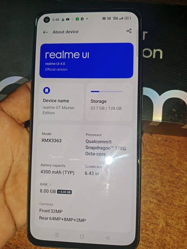 realme gt master edition 8+8.128 Only finger print disable. 3